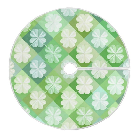 RMDQTR Festive Christmas Tree Skirt47.2x47.2in - Holiday Home Decor for Xmas Party Diamond-shaped Four-leaf Clover
