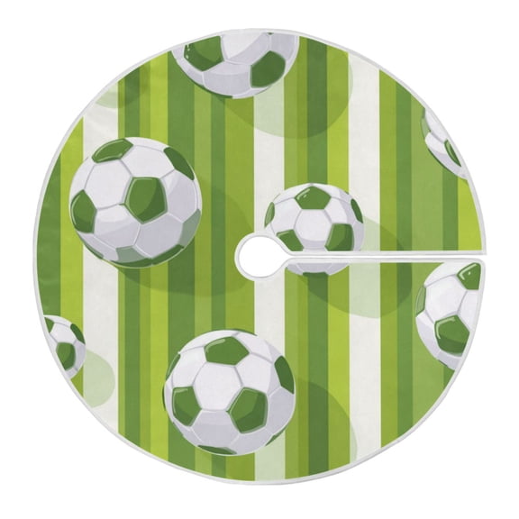RMDQTR Festive Christmas Tree Skirt47.2x47.2in - Holiday Home Decor for Xmas Party Green Footballs Pattern
