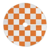 RMDQTR Festive Christmas Tree Skirt47.2x47.2in - Holiday Home Decor for Xmas Party Orange Checkerboard