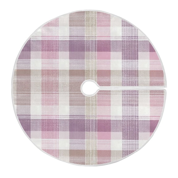 RMDQTR Festive Christmas Tree Skirt47.2x47.2in - Holiday Home Decor for Xmas Party Purple-pink Checkered Pattern