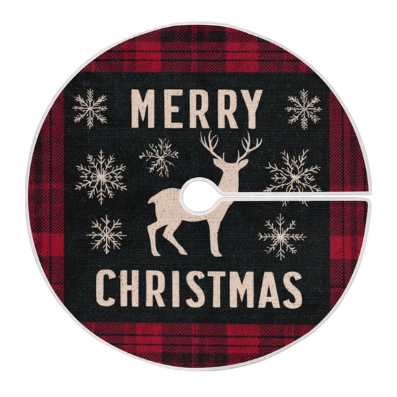 RMDQTR Festive Christmas Tree Skirt47.2x47.2in - Holiday Home Decor for Xmas Party Red and Black Shirt Pattern