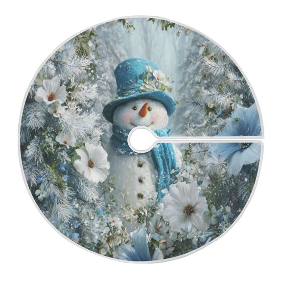 RMDQTR Festive Christmas Tree Skirt47.2x47.2in - Holiday Home Decor for Xmas Party Snowman in The Frozen World