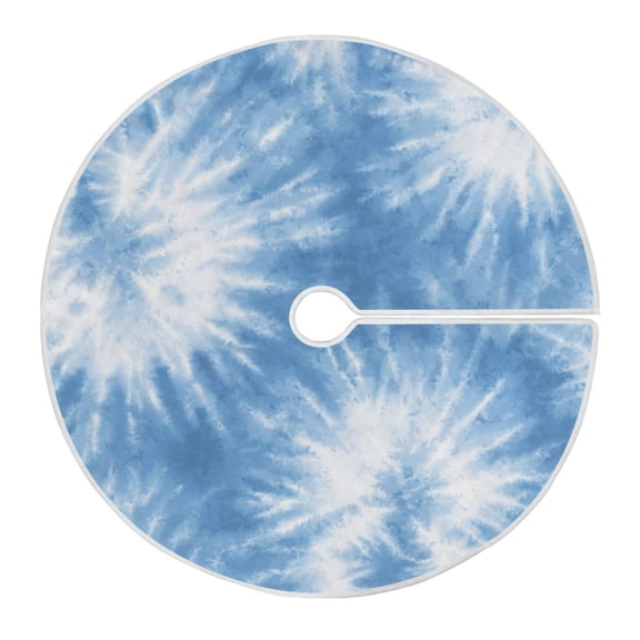 RMDQTR Festive Christmas Tree Skirt47.2x47.2in - Holiday Home Decor for Xmas Party Warm Blue Tie-dye Pattern