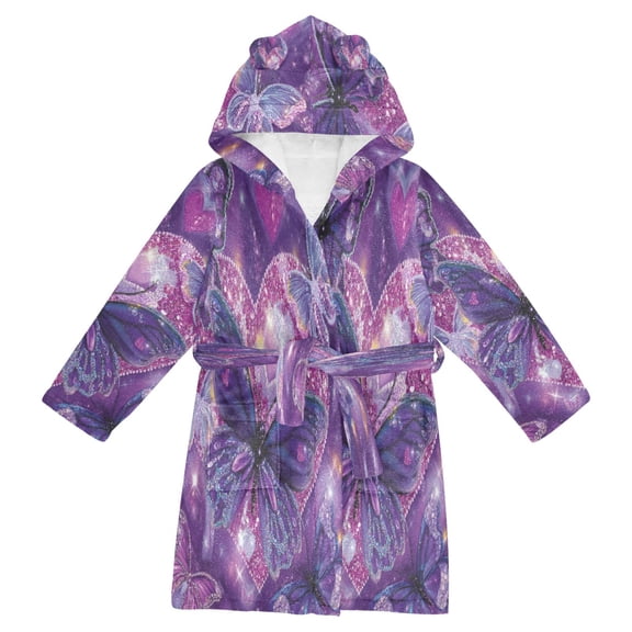 RMDQTR Hooded Fleece Bathrobe with Removable Belt and Pockets Soft and Absorbent for Home, Pool, Beach, Halloween, and Christmas Wear Adorable Diamond Painting Butterfly