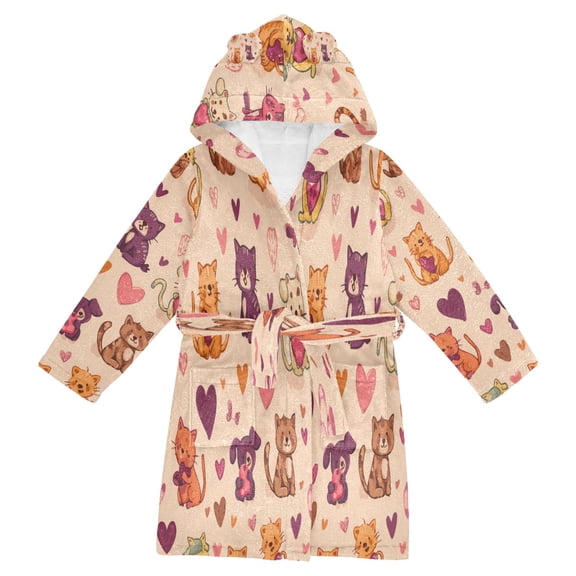 RMDQTR Hooded Fleece Bathrobe with Removable Belt and Pockets Soft and Absorbent for Home, Pool, Beach, Halloween, and Christmas Wear Adorable Pattern