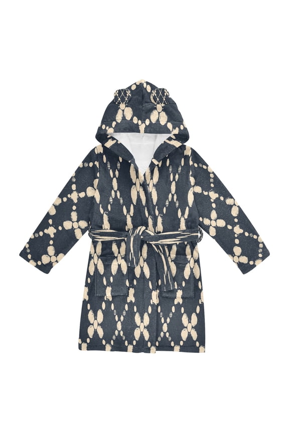 Hooded Fleece Bathrobe with Removable Belt and Pockets Soft and Absorbent for Home, Pool, Beach, Halloween, and Christmas Wear Black and Yellow Cross Check