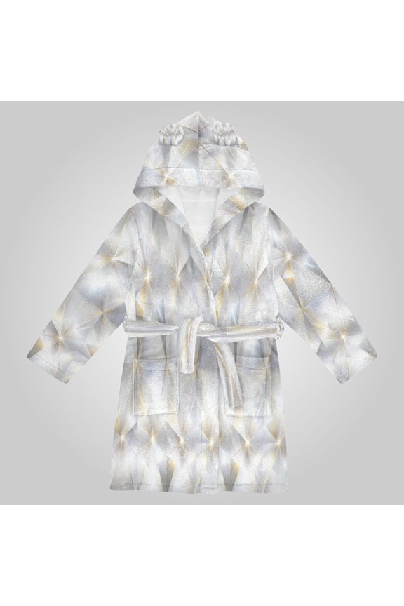 Hooded Fleece Bathrobe with Removable Belt and Pockets Soft and Absorbent for Home, Pool, Beach, Halloween, and Christmas Wear Crystal Prism Starlight