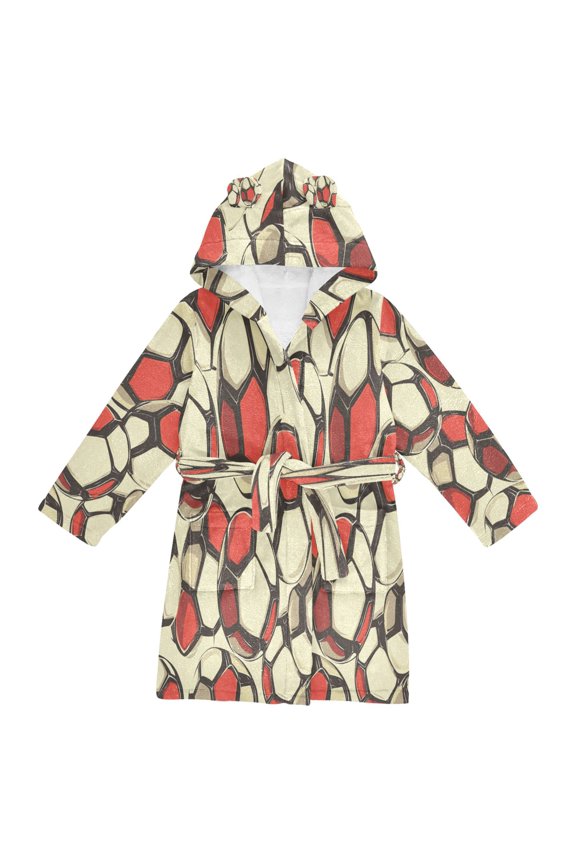 Hooded Fleece Bathrobe with Removable Belt and Pockets Soft and Absorbent for Home, Pool, Beach, Halloween, and Christmas Wear Football Patterns