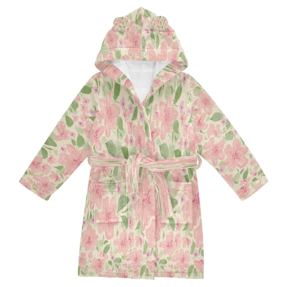 RMDQTR Hooded Fleece Bathrobe with Removable Belt and Pockets Soft and Absorbent for Home, Pool, Beach, Halloween, and Christmas Wear Fragmented Flowers