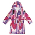 thumbnail image 1 of RMDQTR Hooded Fleece Bathrobe with Removable Belt and Pockets Soft and Absorbent for Home, Pool, Beach, Halloween, and Christmas Wear Pink and Purple Record Pattern, 1 of 8