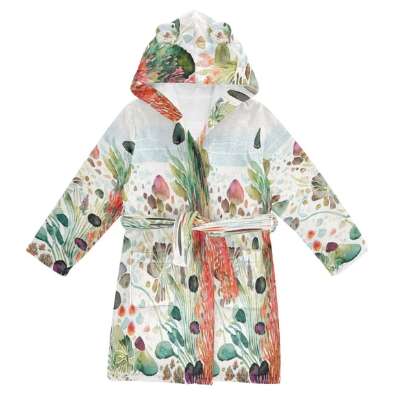 RMDQTR Hooded Fleece Bathrobe with Removable Belt and Pockets Soft and Absorbent for Home, Pool, Beach, Halloween, and Christmas Wear Pondside Chandelier Fusang