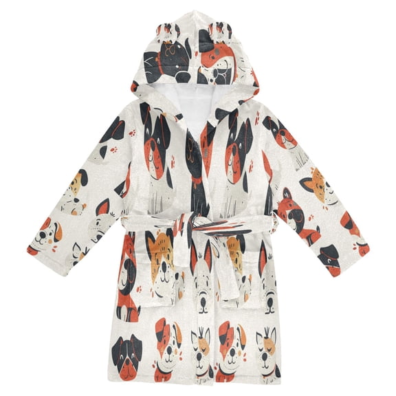 RMDQTR Hooded Fleece Bathrobe with Removable Belt and Pockets Soft and Absorbent for Home, Pool, Beach, Halloween, and Christmas Wear Portrait Of A Dog 1