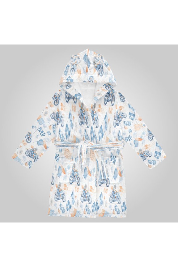 Hooded Fleece Bathrobe with Removable Belt and Pockets Soft and Absorbent for Home, Pool, Beach, Halloween, and Christmas Wear Speeding Motorcycle Collage