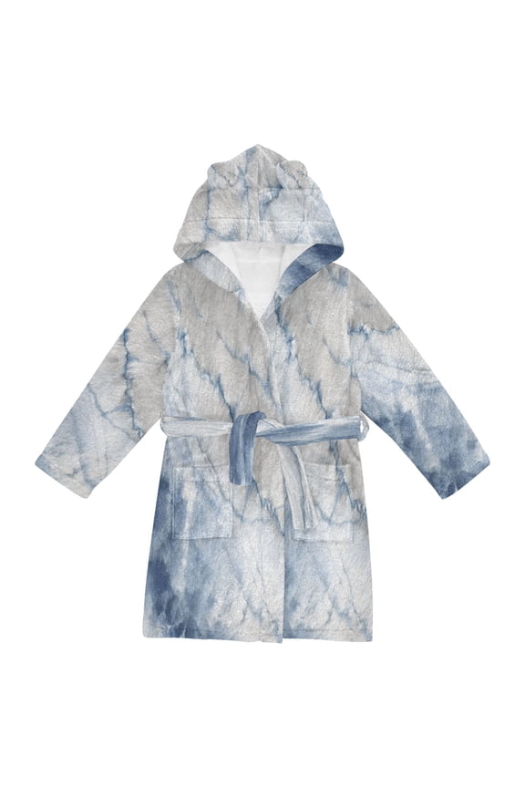 Hooded Fleece Bathrobe with Removable Belt and Pockets Soft and Absorbent for Home, Pool, Beach, Halloween, and Christmas Wear Watercolor Chenille Tie-dye