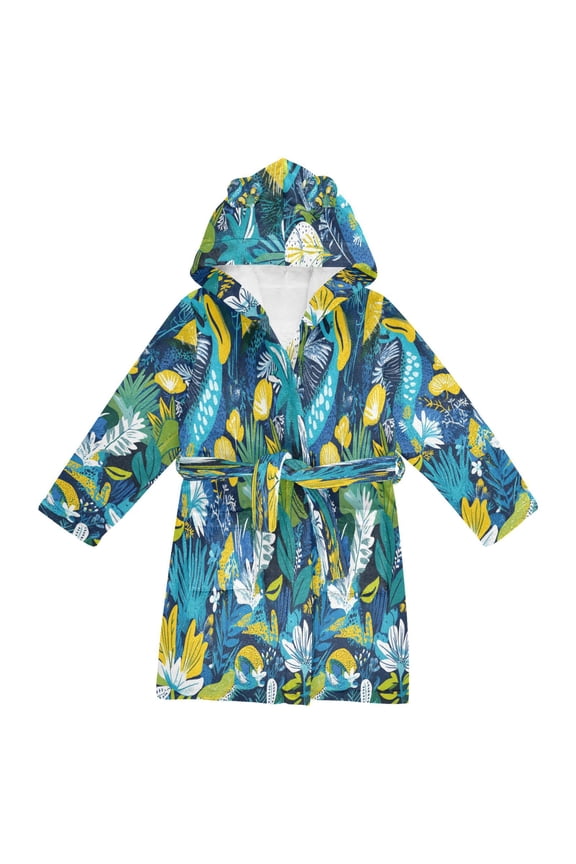 Hooded Fleece Bathrobe with Removable Belt and Pockets Soft and Absorbent for Home, Pool, Beach, Halloween, and Christmas Wear Whimsical Creatures