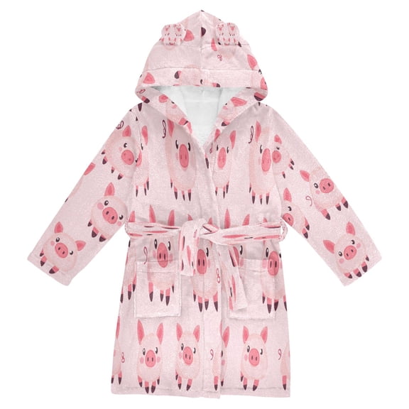 RMDQTR Hooded Fleece Bathrobe with Removable Belt and Pockets Soft and Absorbent for Home, Pool, Beach, Halloween, and Christmas Wear Cute Pig