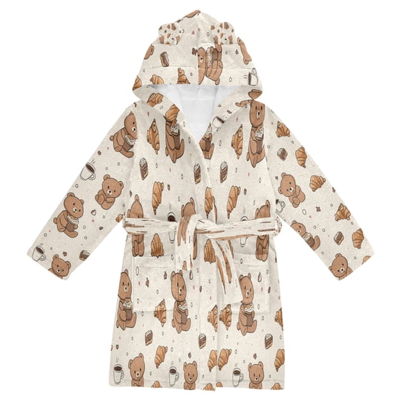 RMDQTR Hooded Fleece Bathrobe with Removable Belt and Pockets Soft and Absorbent for Home, Pool, Beach, Halloween, and Christmas Wear Cute Teddy Bear