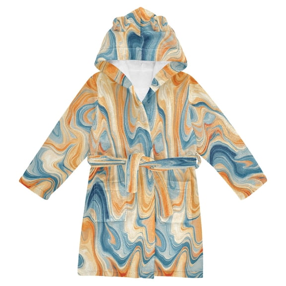 RMDQTR Hooded Fleece Bathrobe with Removable Belt and Pockets Soft and Absorbent for Home, Pool, Beach, Halloween, and Christmas Wear Fluid Painting