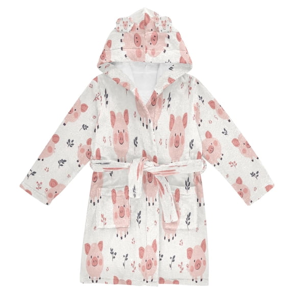 RMDQTR Hooded Fleece Bathrobe with Removable Belt and Pockets Soft and Absorbent for Home, Pool, Beach, Halloween, and Christmas Wear Lovely Pigs