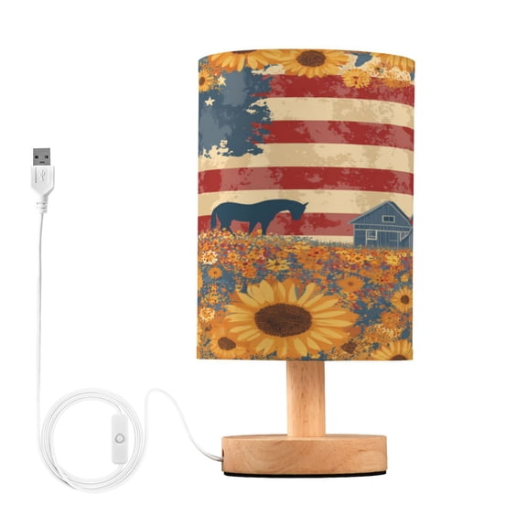RMDQTR LED Push-Button Switch Warm-Tone Desk Lamp Plug-and-Play No Assembly Required American Folk Art Painting