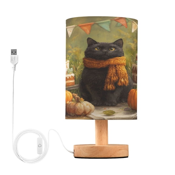 RMDQTR LED Push-Button Switch Warm-Tone Desk Lamp Plug-and-Play No Assembly Required Black Cat Halloween Party