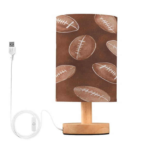 RMDQTR LED Push-Button Switch Warm-Tone Desk Lamp Plug-and-Play No Assembly Required Brown Rugby Balls Pattern