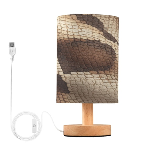 RMDQTR LED Push-Button Switch Warm-Tone Desk Lamp Plug-and-Play No Assembly Required Brown Snake Skin Pattern
