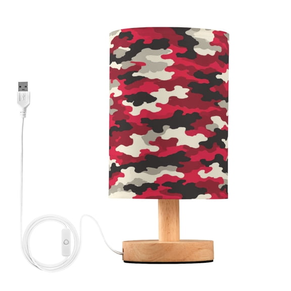 RMDQTR LED Push-Button Switch Warm-Tone Desk Lamp Plug-and-Play No Assembly Required Burgundy Camouflage Pattern