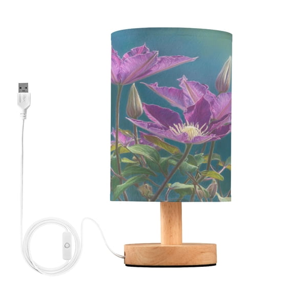 RMDQTR LED Push-Button Switch Warm-Tone Desk Lamp Plug-and-Play No Assembly Required Clematis in Full Bloom