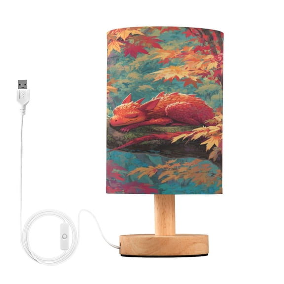 RMDQTR LED Push-Button Switch Warm-Tone Desk Lamp Plug-and-Play No Assembly Required Cute Red Dragon at Rest
