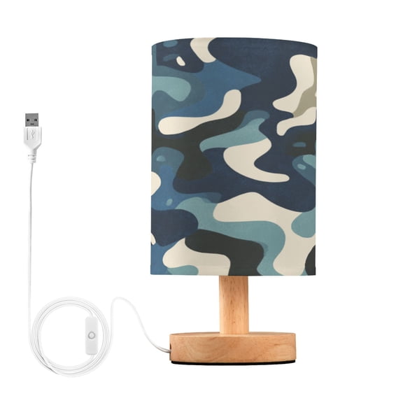 RMDQTR LED Push-Button Switch Warm-Tone Desk Lamp Plug-and-Play No Assembly Required Dark-toned Camouflage Pattern