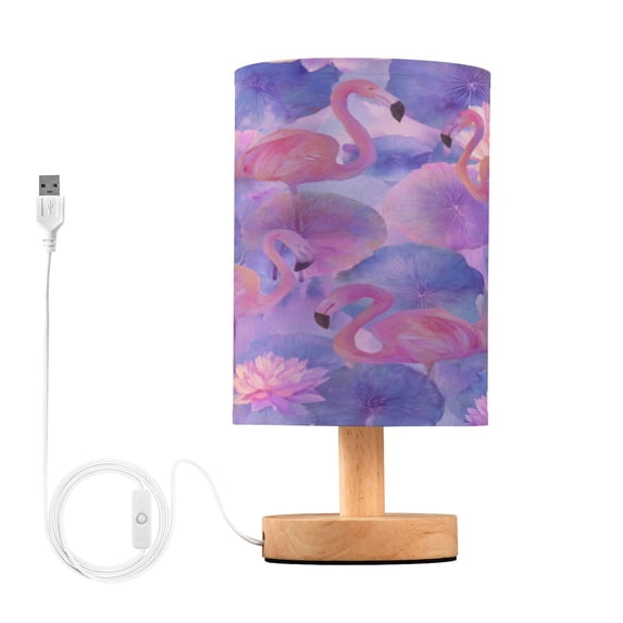 RMDQTR LED Push-Button Switch Warm-Tone Desk Lamp Plug-and-Play No Assembly Required Elegant Watercolor Flamingos
