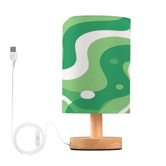 RMDQTR LED Push-Button Switch Warm-Tone Desk Lamp Plug-and-Play No Assembly Required Light Green Flowing Lines