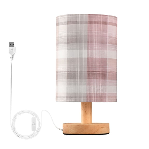 RMDQTR LED Push-Button Switch Warm-Tone Desk Lamp Plug-and-Play No Assembly Required Magenta Checkered Pattern