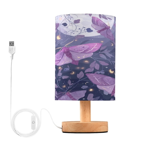 RMDQTR LED Push-Button Switch Warm-Tone Desk Lamp Plug-and-Play No Assembly Required Purple Lilac Moths