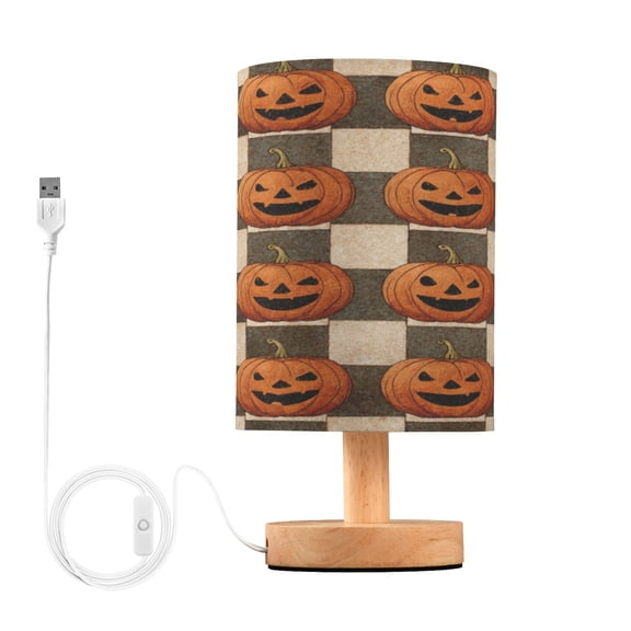 RMDQTR LED Push-Button Switch Warm-Tone Desk Lamp Plug-and-Play No Assembly Required Striped Wicked Pumpkins