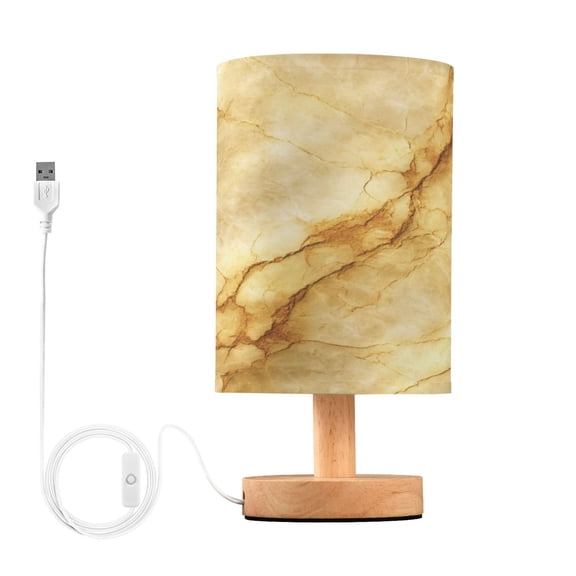 RMDQTR LED Push-Button Switch Warm-Tone Desk Lamp Plug-and-Play No Assembly Required Warm Yellow Marble Crack