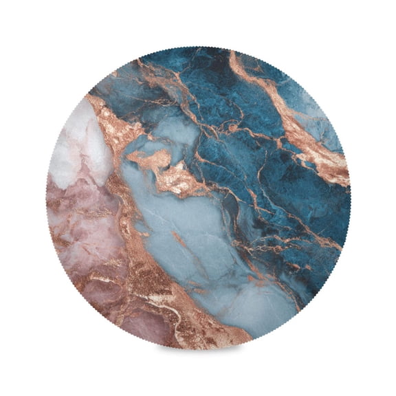 RMDQTR Luxury Mermaid Marble Texture Round Placemats Set of 1 Heat Resistant Washable Kitchen Table Decorations 15.4in