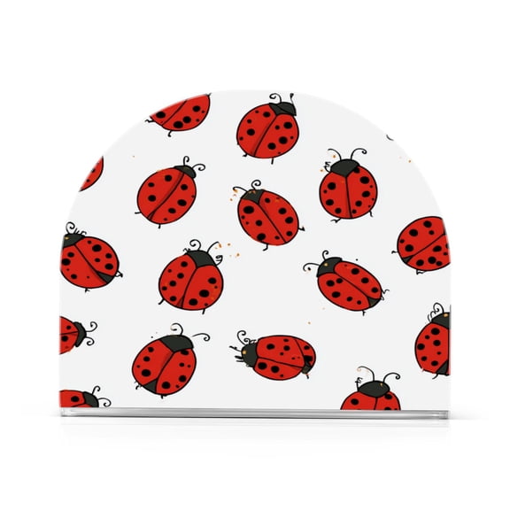 RMDQTR Napkin Holder Acrylic Napkin Holder for Table Kitchen Restaurant Living Room Home Decor Stylish Decorative Napkin Holder Fit 50-60 Napkins Cartoon Style Ladybugs