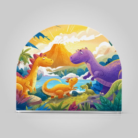 RMDQTR Napkin Holder Acrylic Napkin Holder for Table Kitchen Restaurant Living Room Home Decor Stylish Decorative Napkin Holder Fit 50-60 Napkins Cute Dinosaur Volcano Scene