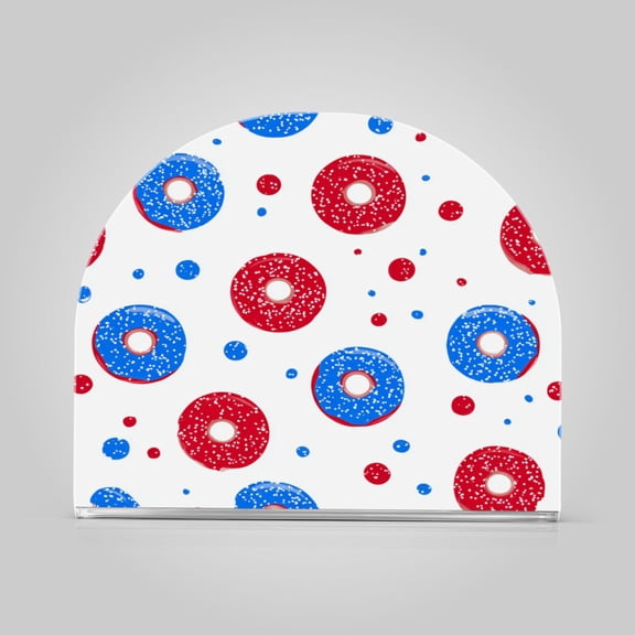 RMDQTR Napkin Holder Acrylic Napkin Holder for Table Kitchen Restaurant Living Room Home Decor Stylish Decorative Napkin Holder Fit 50-60 Napkins Fun Red Blue Donut Print