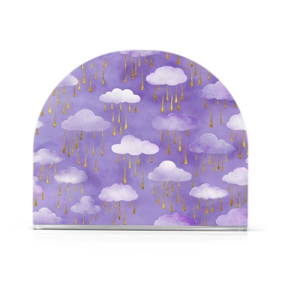RMDQTR Napkin Holder Acrylic Napkin Holder for Table Kitchen Restaurant Living Room Home Decor Stylish Decorative Napkin Holder Fit 50-60 Napkins Rain Clouds and Golden Droplets