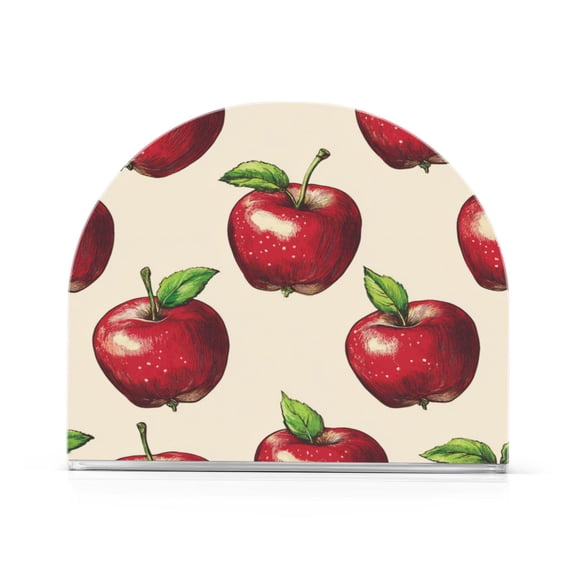 RMDQTR Napkin Holder Acrylic Napkin Holder for Table Kitchen Restaurant Living Room Home Decor Stylish Decorative Napkin Holder Fit 50-60 Napkins Red Apple Pattern