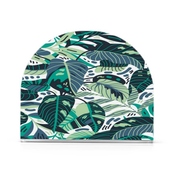 RMDQTR Napkin Holder Acrylic Napkin Holder for Table Kitchen Restaurant Living Room Home Decor Stylish Decorative Napkin Holder Fit 50-60 Napkins Subdued Tropic - Artistic Tropical Pattern