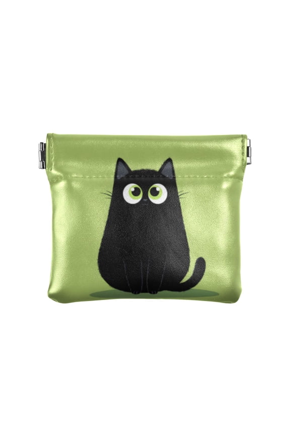 PU leather Coin Purses & Pouches Small Wallet Cartoon Quiet Black Cat