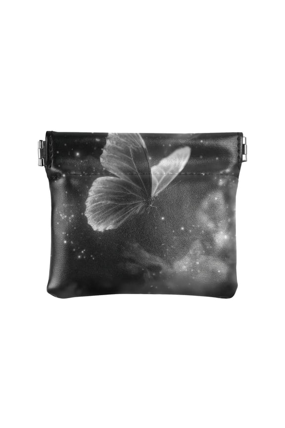 PU leather Coin Purses & Pouches Small Wallet Silver-glittering Butterfly Pattern