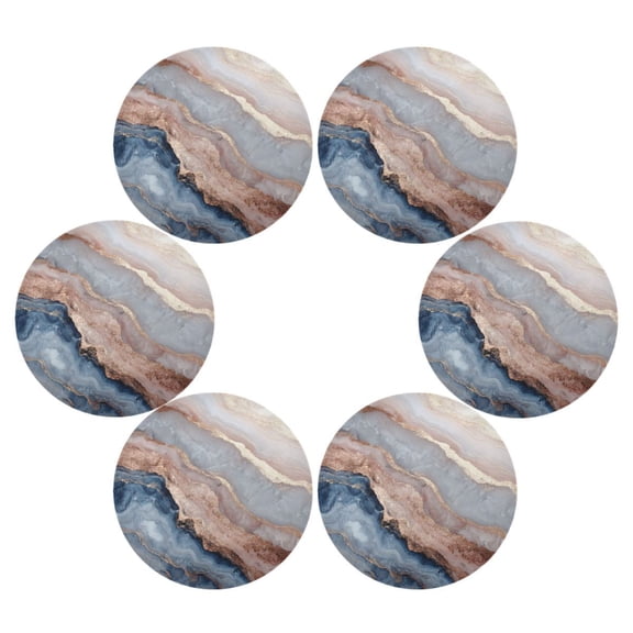 RMDQTR Pastel Agate Gilded Veil Round Placemats Set of 6 Heat Resistant Washable Kitchen Table Decorations 15.4in