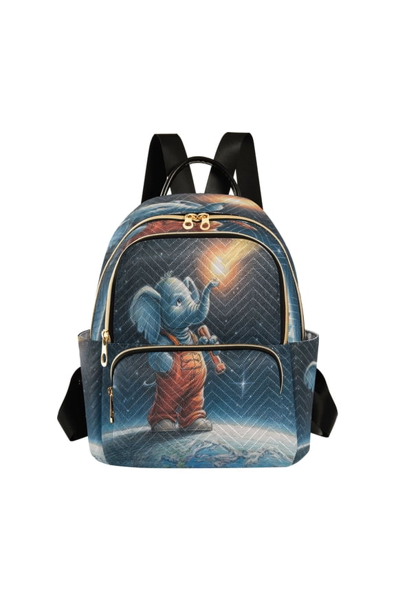 Quilted Backpack Lightweight Casual Daypack with Multi Zipper Pockets for Travel Daily Use Shopping Sports Explorer Elephant