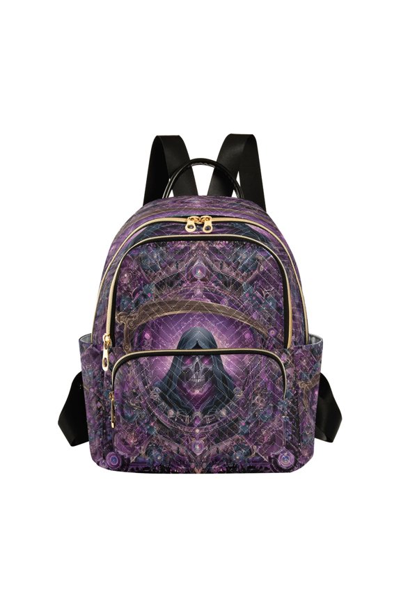 Quilted Backpack Lightweight Casual Daypack with Multi Zipper Pockets for Travel Daily Use Shopping Sports Magic Death Summoning