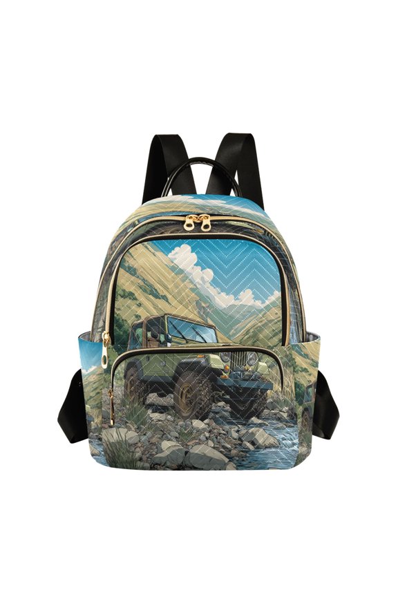 Quilted Backpack Lightweight Casual Daypack with Multi Zipper Pockets for Travel Daily Use Shopping Sports Mountain Stream Jeep Adventure